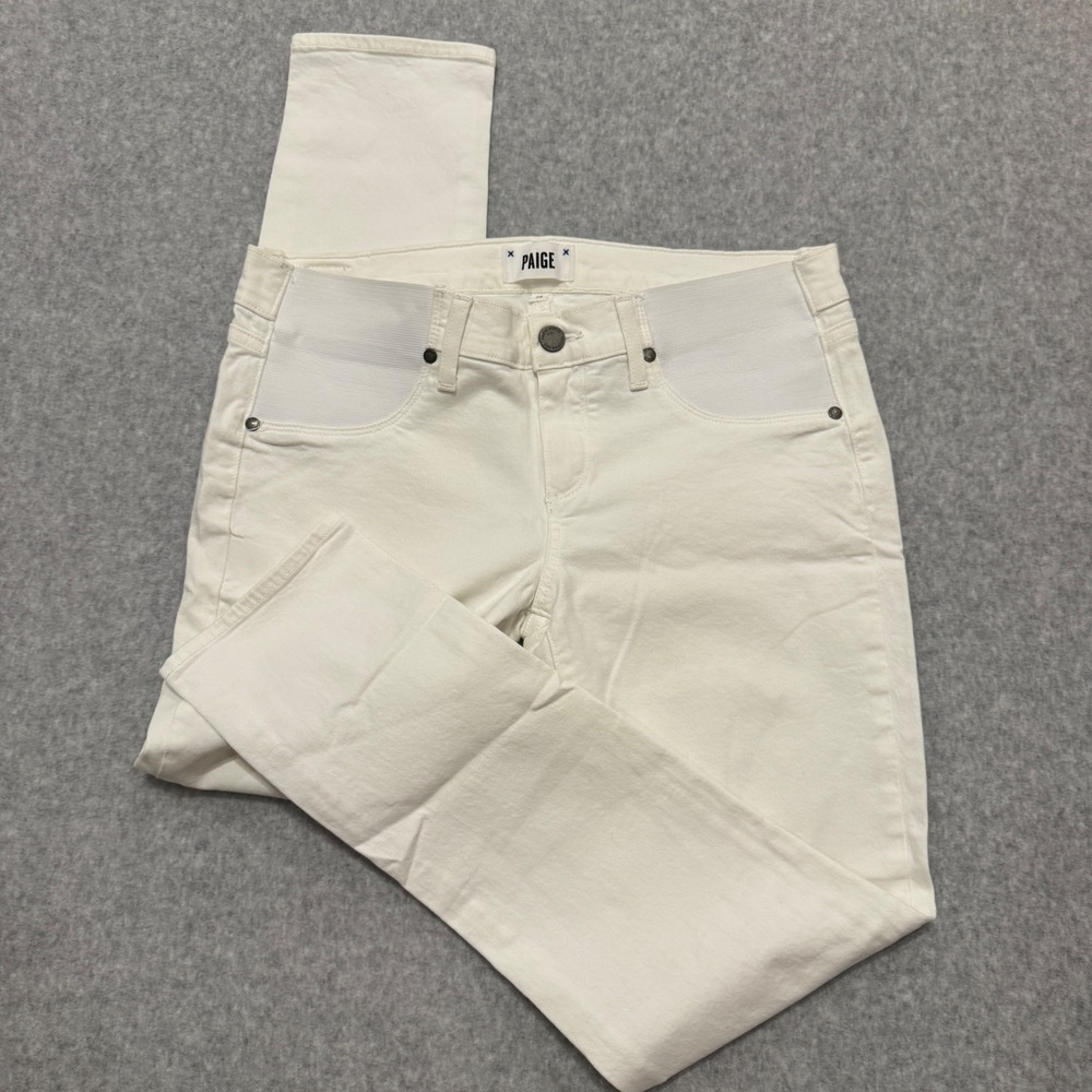 Paige‎ Skyline Ankle Peg Maternity Jeans White Side Panel Skinny Size 28